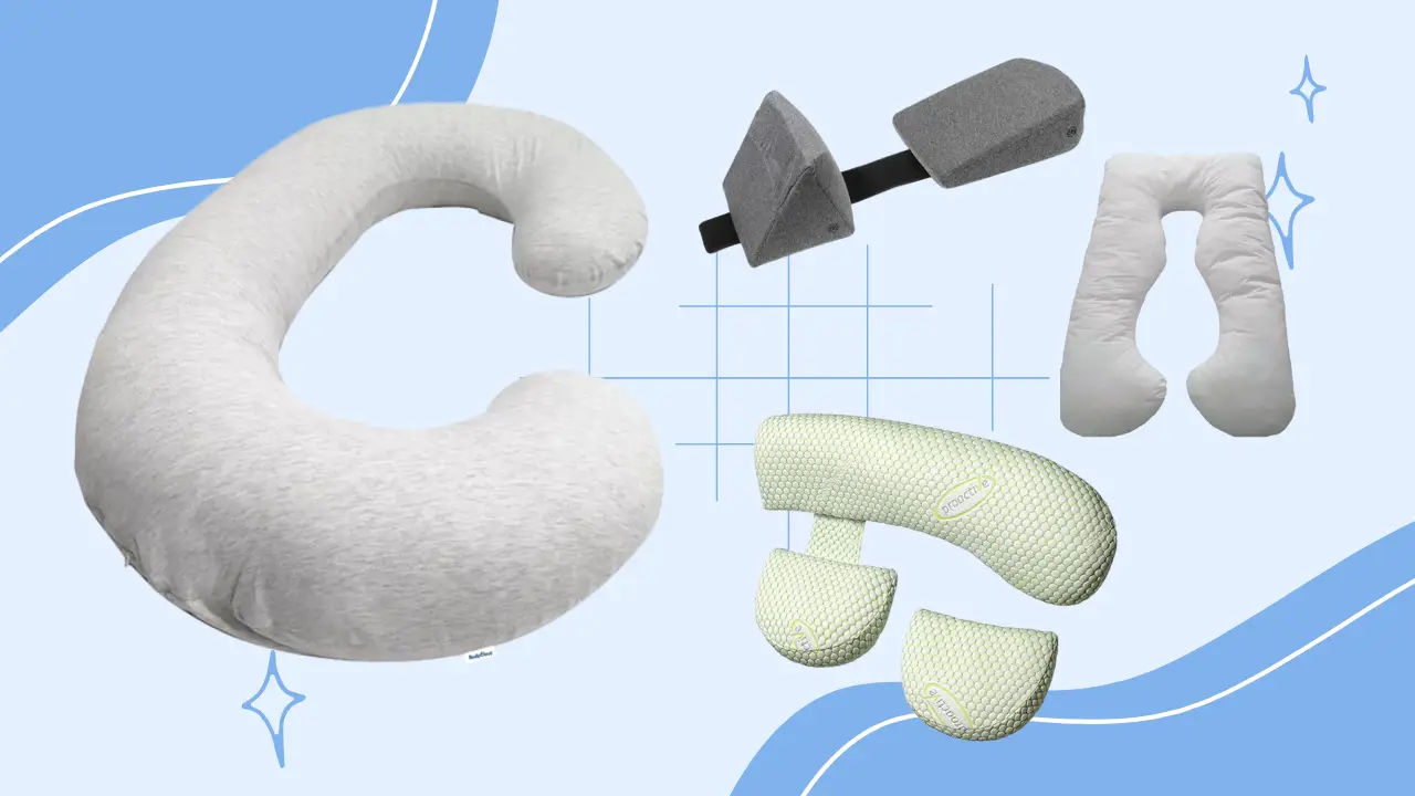 A collage of various pregnancy pillows featured in the 'Best Pregnancy Pillows in Australia 2024' blog post.